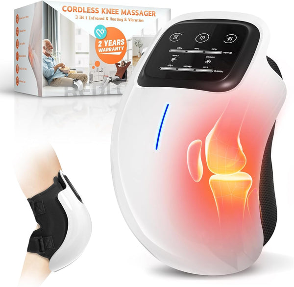 Cordless Knee Massager with Heat & Vibration Joint Relief & Stiffness