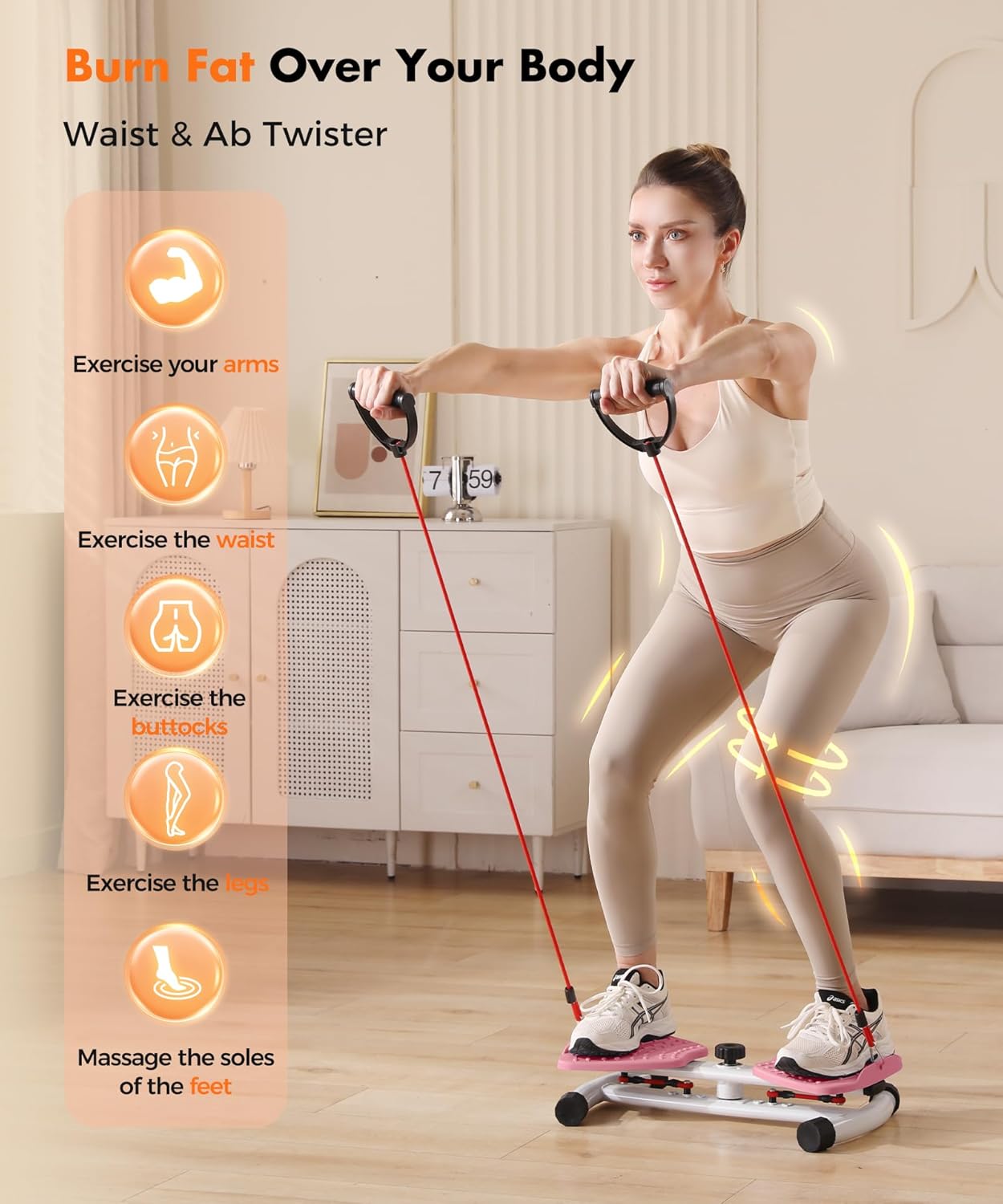 Waist Twister Board Quiet Ab Workout Machine with LED Monitor – Home Gym