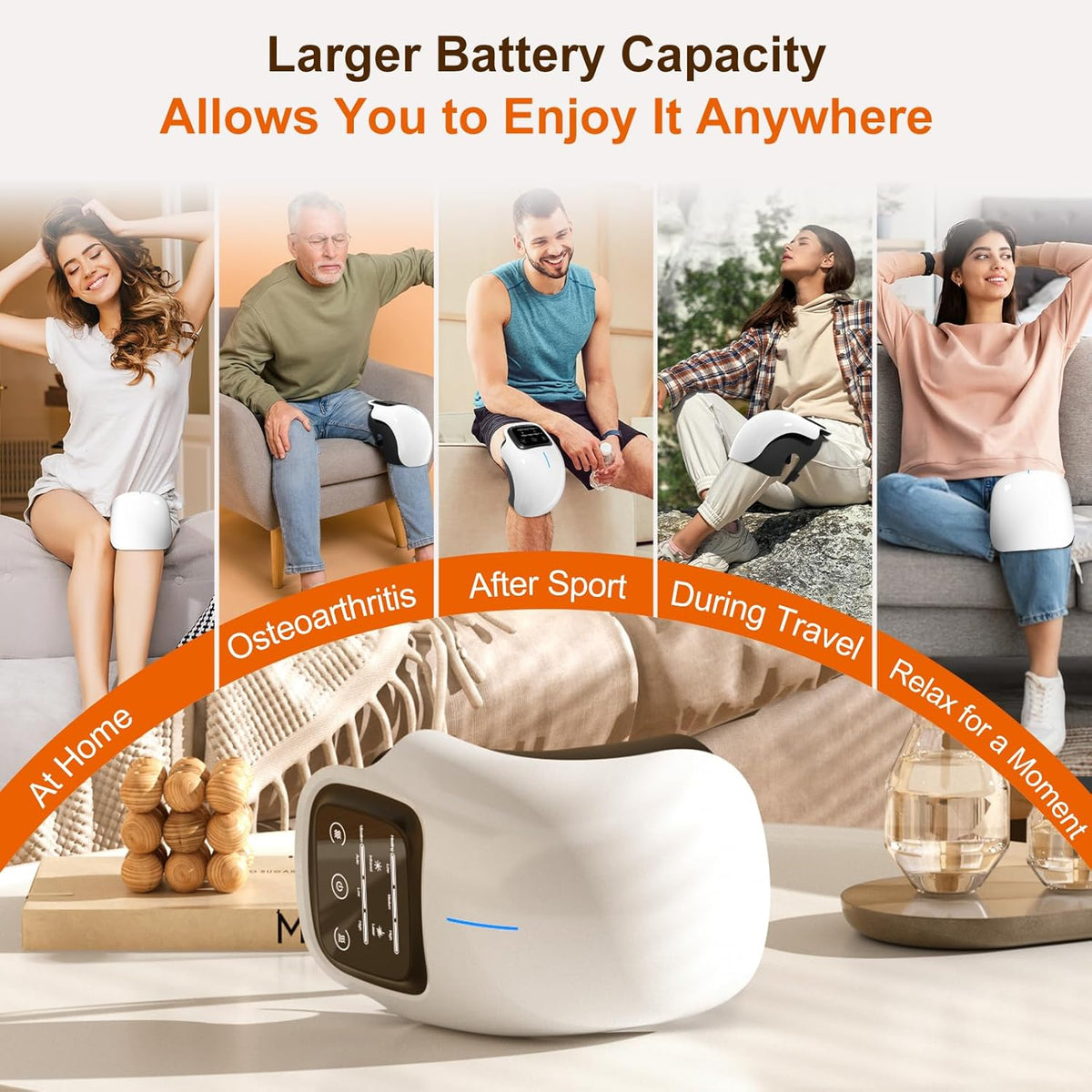 Cordless Knee Massager with Heat & Vibration Joint Relief & Stiffness
