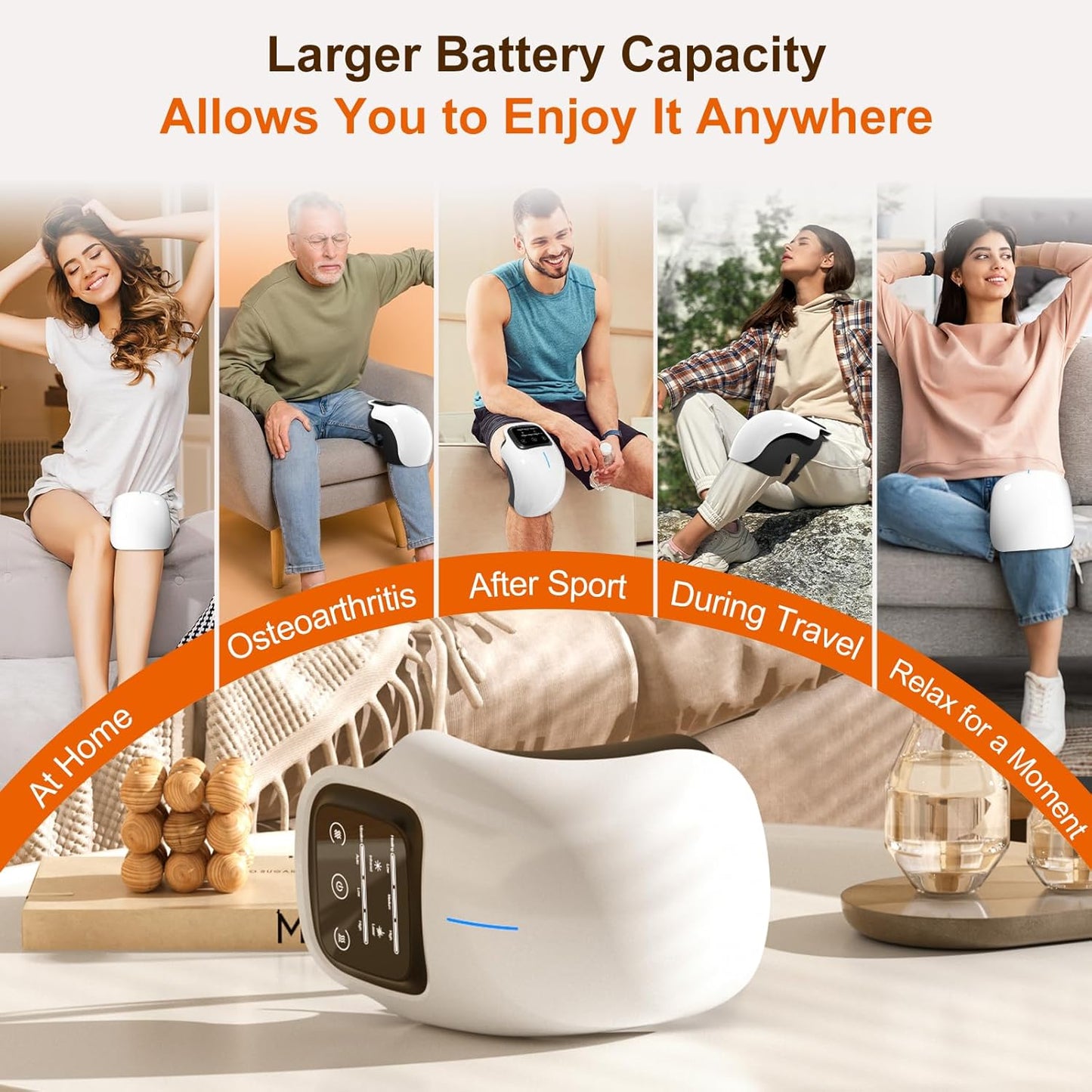 Cordless Knee Massager with Heat & Vibration Joint Relief & Stiffness
