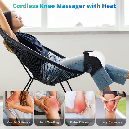 Cordless Knee Massager with Heat & Vibration Joint Relief & Stiffness